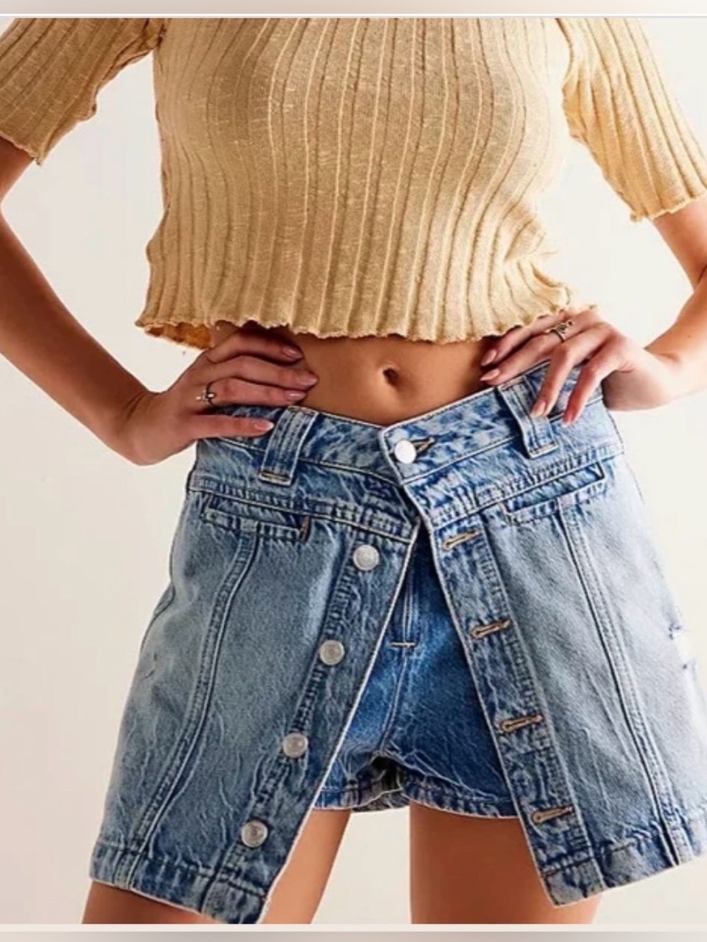 WE THE FREE Free People Midnight Sun Denim Skort
